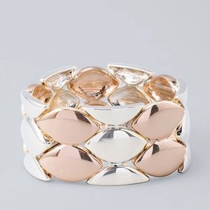 WHBM MIXED METAL LEAF STRETCH BRACELET